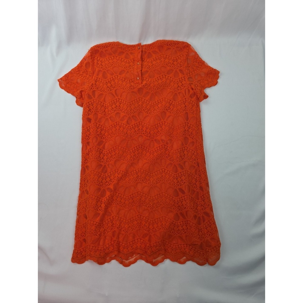 ZARA Bright Orange Crochet Lace Short Sleeve Sheath Dress Size XL - Picture 10 of 15